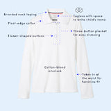 Girls Long Sleeve Interlock Polo with Picot Collar