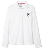 Girls Long Sleeve Interlock Polo with Picot Collar
