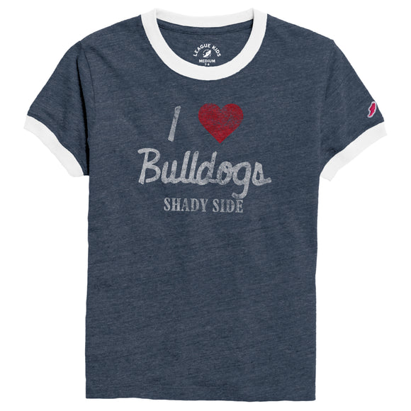 I Heart Bulldogs League Intramural Youth Ringer Tee